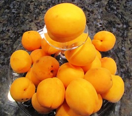 Apricots from the local farmer's markets arrive in late May in N. California