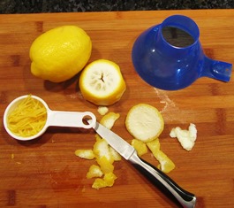 Thinly peel lemon skin imparts its subtle flavor to the jam
