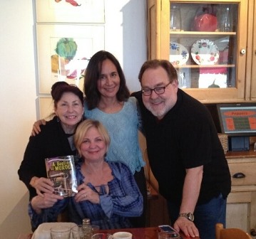 Seated is Paula Munier, literary agent with Talcott-Notch. L to R: Meera Lester, Indi Zeleny, and John Waters.